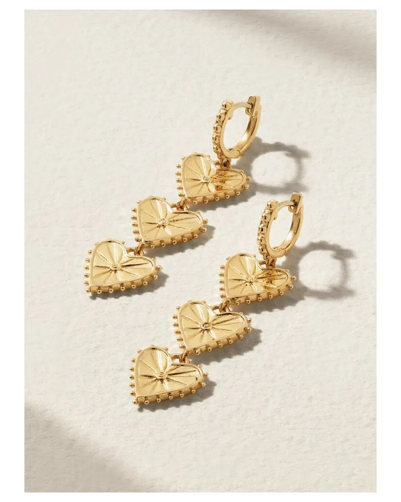Marlo Laz Agape Creolen Aus 14 Karat Gold Mit Diamanten Gold