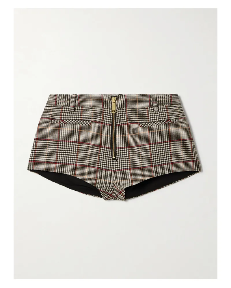 Self-Portrait Shorts Aus Webstoff Mit Hahnentrittmuster - Braun Braun