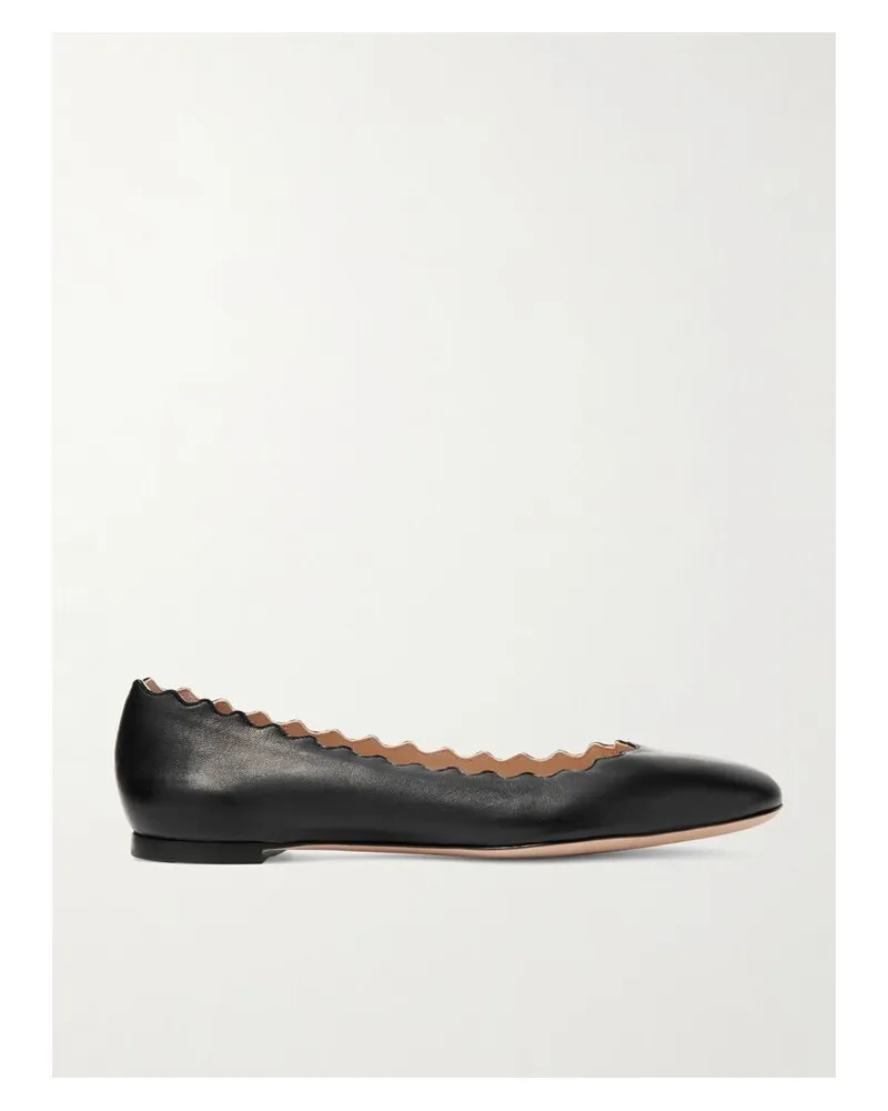Chloé Lauren Lederballerinas Mit Wellenkante - Schwarz Schwarz
