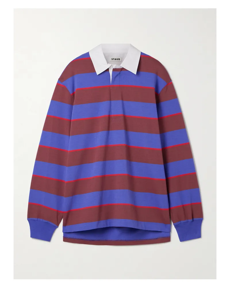 STAUD Gavin Sweatshirt Aus Gestreiftem Jersey Aus Einer Baumwollmischung Mit Polokragen - Mehrfarbig Mehrfarbig