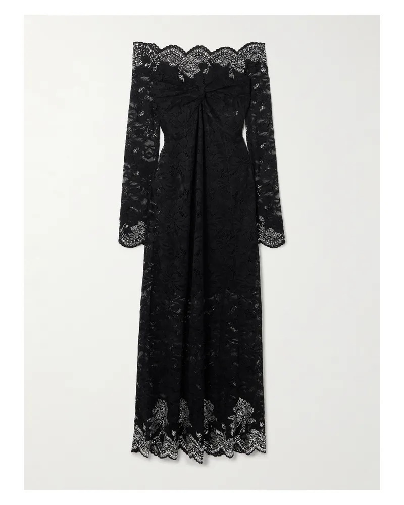 Paco Rabanne Midikleid Aus Stretch-spitze Mit Nieten - Schwarz Schwarz