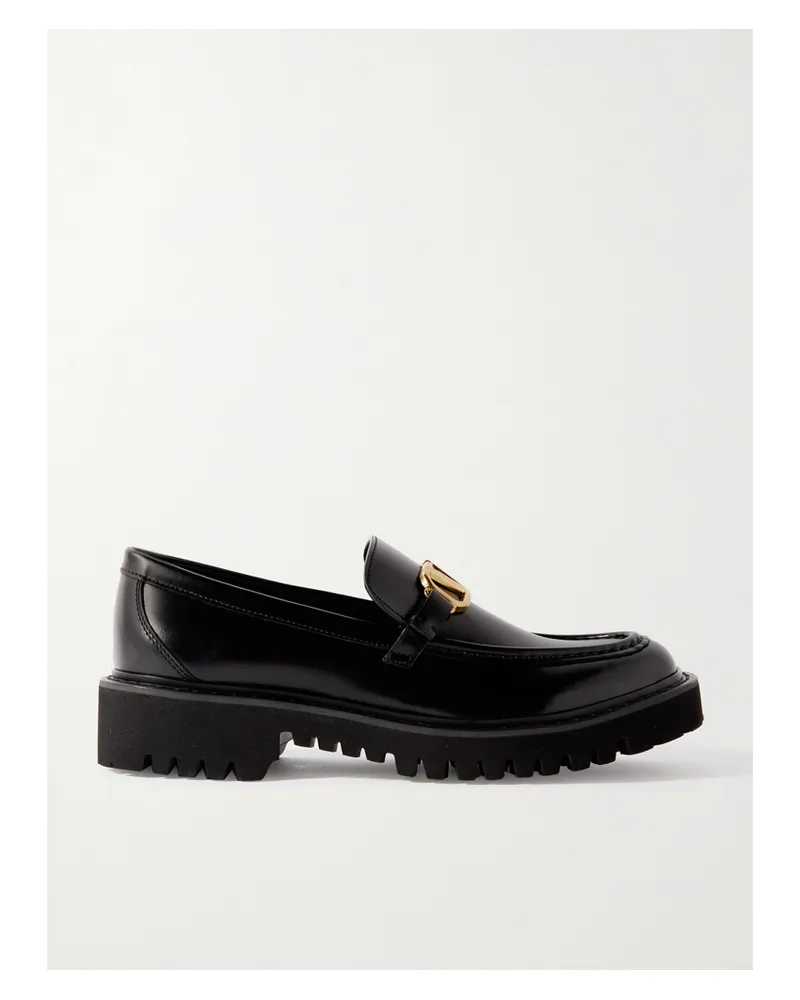 Valentino Garavani Vlogo Leather Loafers - Black Black