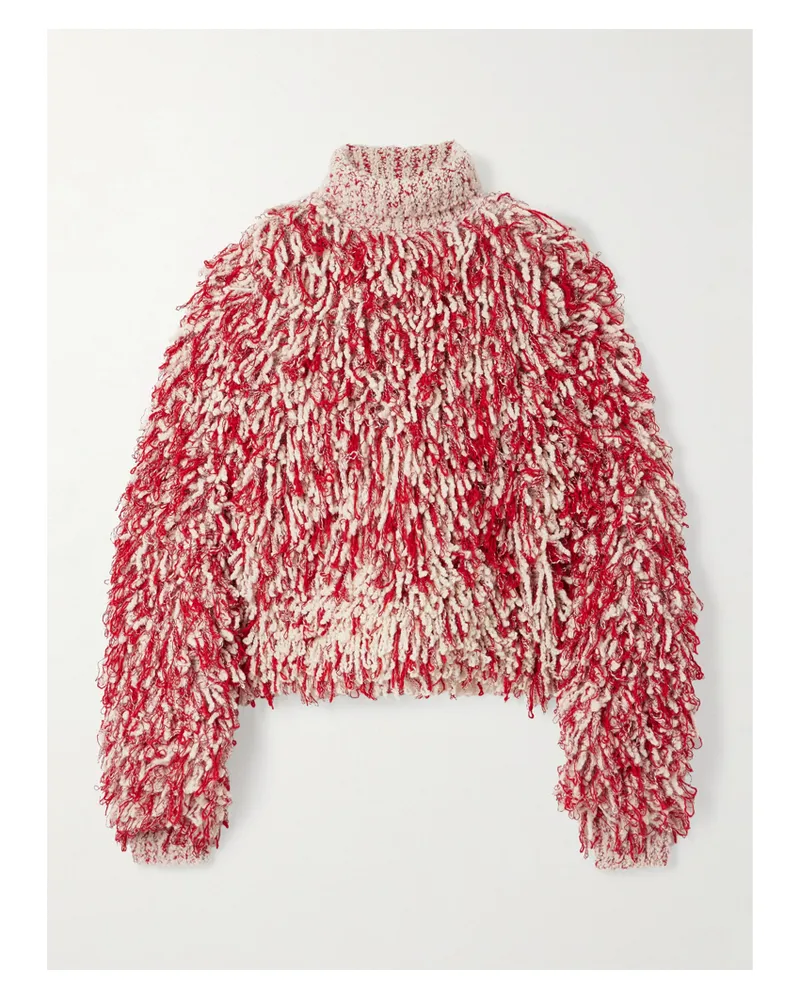 Isabel Marant Moka Rollkragenpullover Aus Bouclé Aus Einer Wollmischung Mit Fransen - Rot Rot