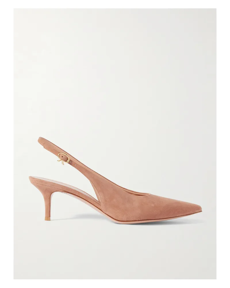 Gianvito Rossi Robbie 45 Suede Slingback Pumps - Neutrals Neutrals