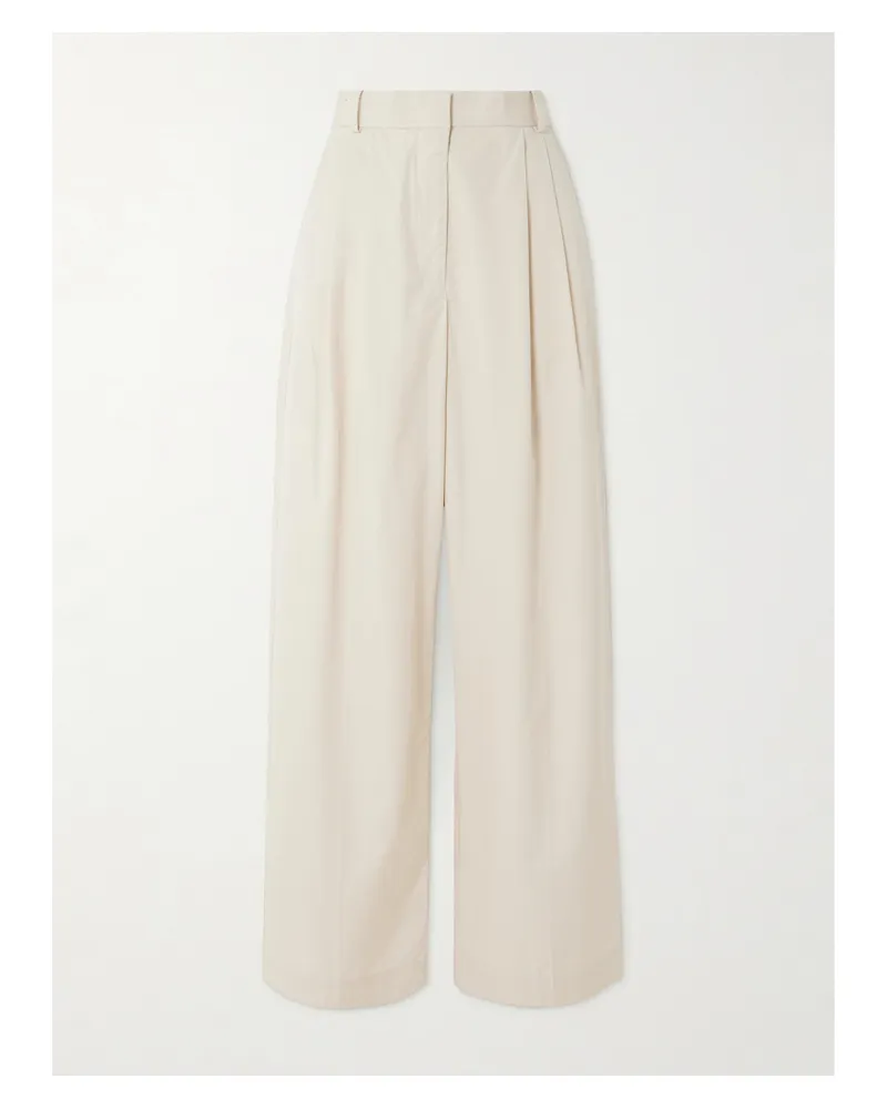 Róhe Hose Mit Weitem Bein Aus Baumwolle Mit Falten - Neutral Neutral