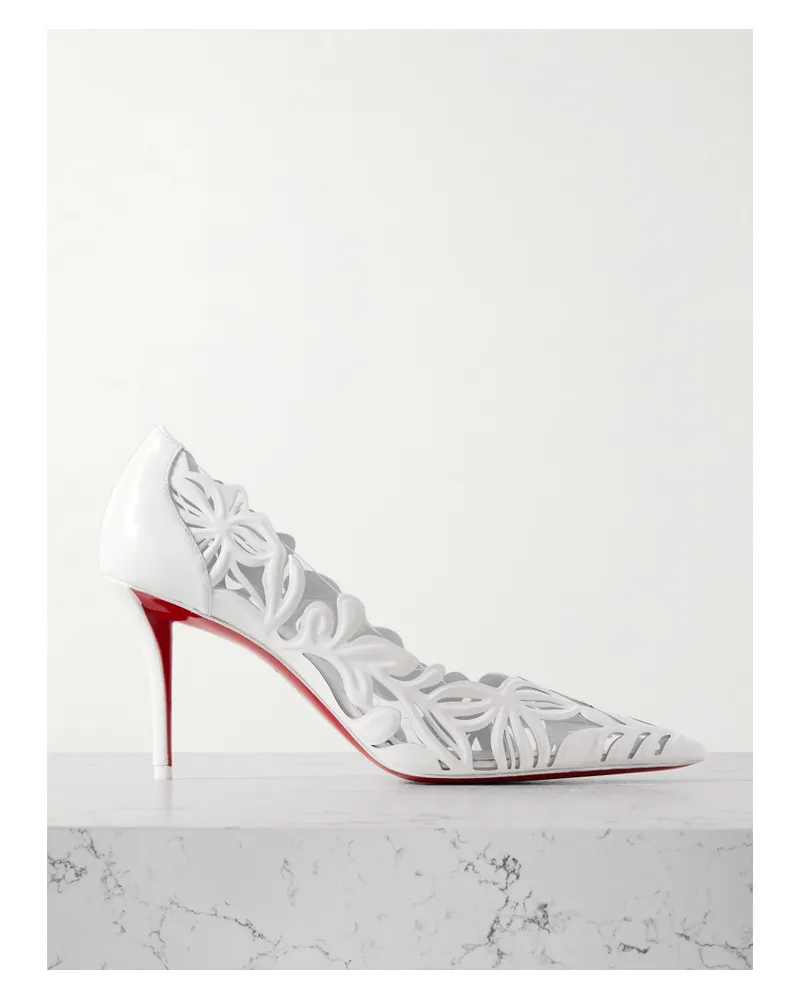 Christian Louboutin Apostropha Petunia 80 Leather And Pvc Pumps - White White