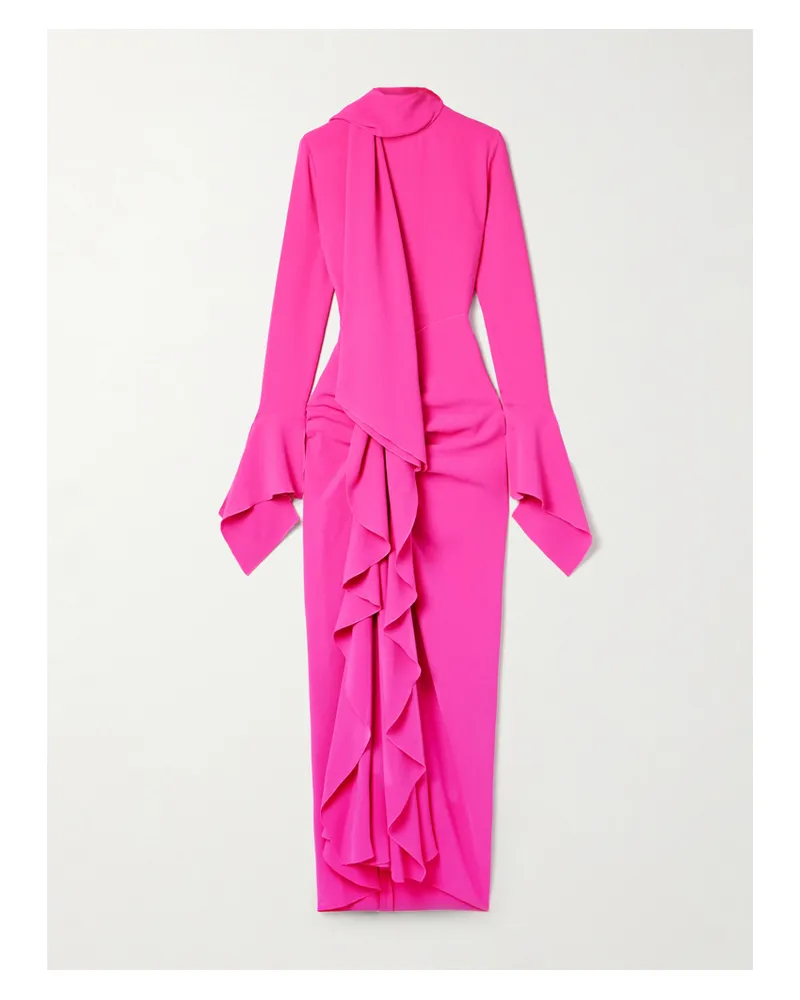 Solace London Nella Robe Aus Crêpe Mit Volants - Pink Pink