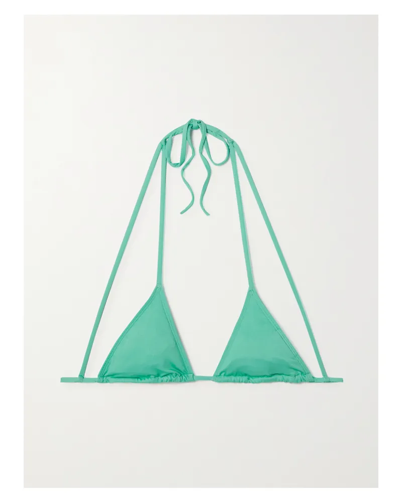 Jacquemus Peirado Triangel-bikini-oberteil Aus Recyceltem Material Mit Neckholder - Grün Grün