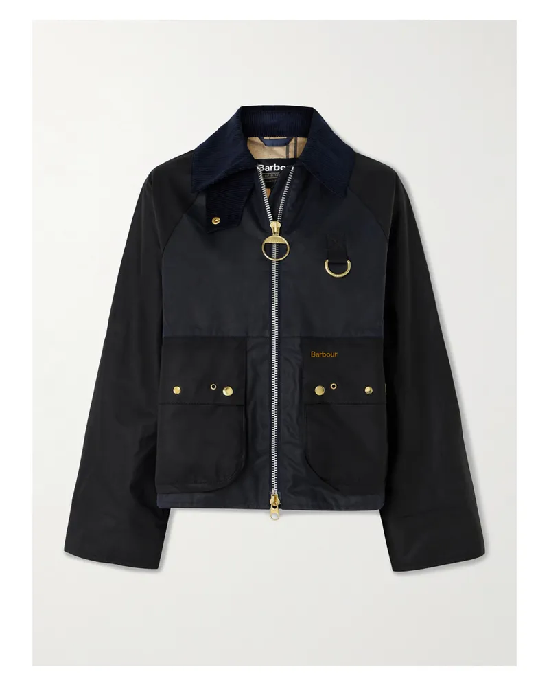 Barbour Kearton Two-tone Corduroy-trimmed Waxed Cotton Jacket - Blue Blue