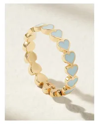 Alison Lou Heart Stack Ring aus 14 Karat Gold Grün