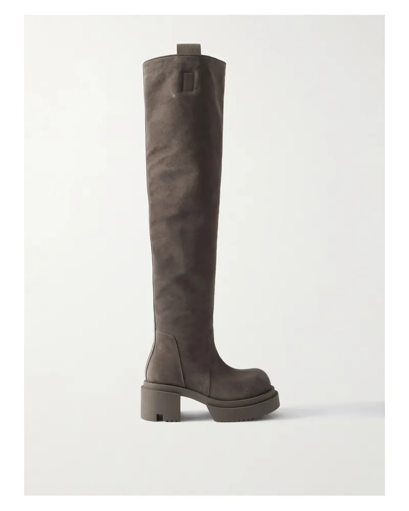 Rick Owens Wader Bogun Overknees Aus Veloursleder Mit Plateau - Braun Braun