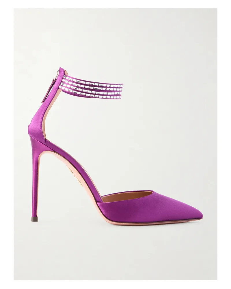 Aquazzura Luce 105 Pumps Aus Satin Mit Kristallen - Lila Lila