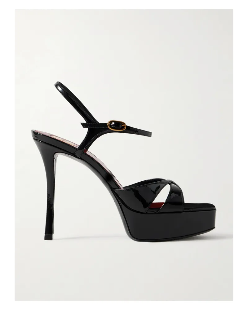 Saint Laurent Debbie Patent-leather Platform Sandals - Black Black