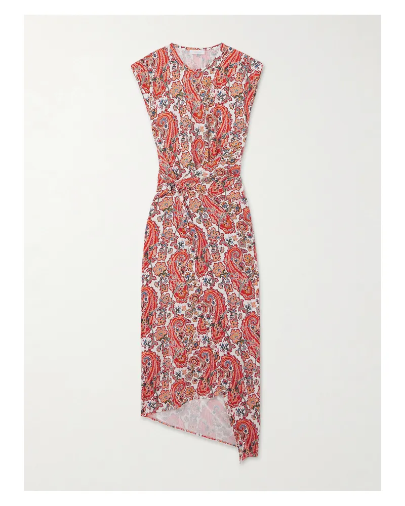 Paco Rabanne Asymmetrisches Midikleid Aus Stretch-jersey Mit Paisley-print Und Verzierung - Mehrfarbig Mehrfarbig
