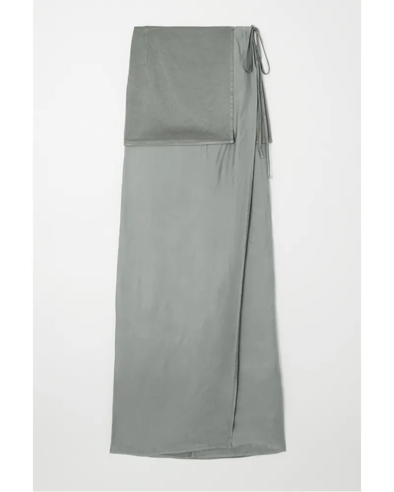 Dries van Noten Mehrlagiger, Zweifarbiger Maxi-wickelrock aus Satin Grau