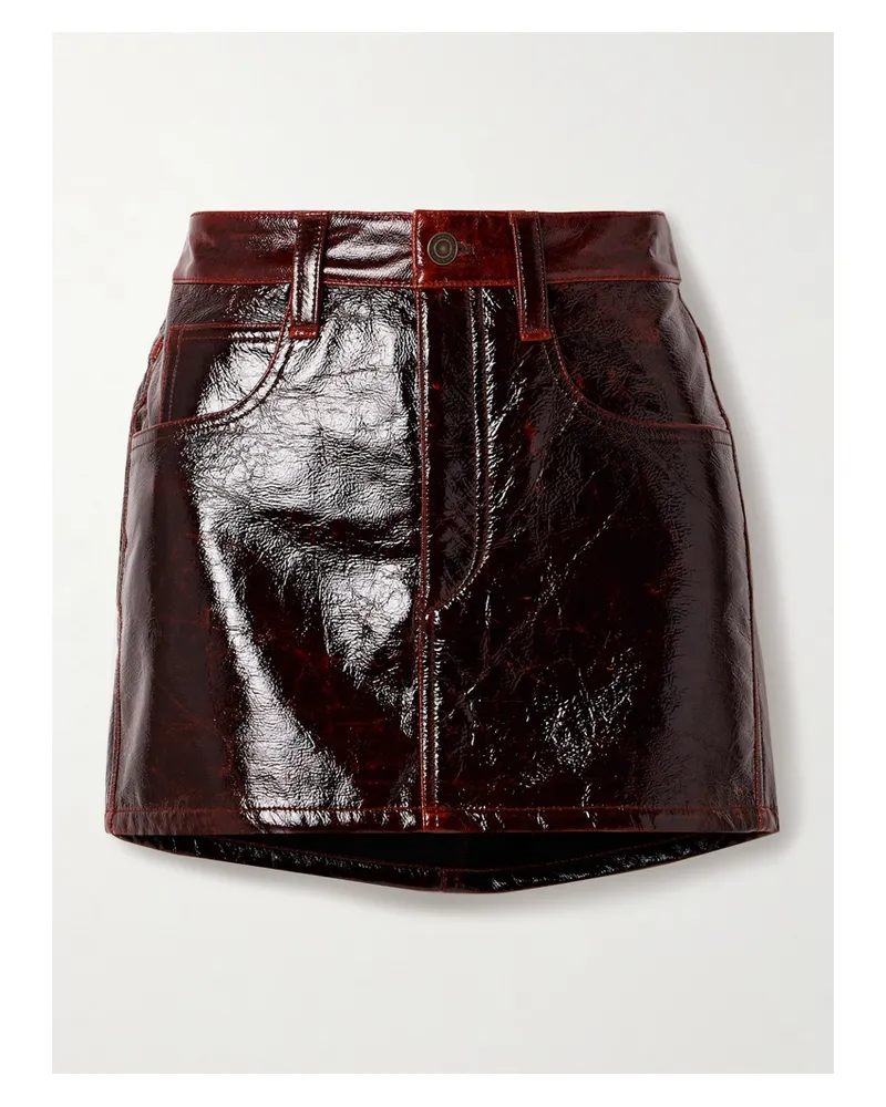 Isabel Marant Laviana Minirock Aus Einer Beschichteten Baumwollmischung In Knitteroptik - Burgunder Burgunder