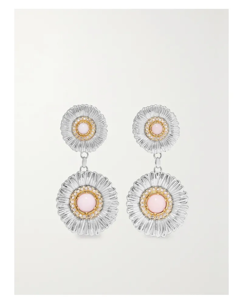 Buccellati Blossoms Daisy Ohrringe Aus Sterling-silber Und Gol-vermeil Mit Opalen Und Diamanten Silber