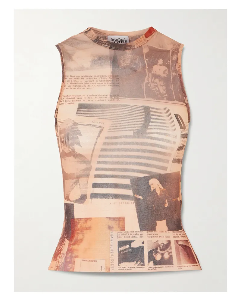 Jean Paul Gaultier Journal Oberteil Aus Bedrucktem Mesh - Neutral Neutral
