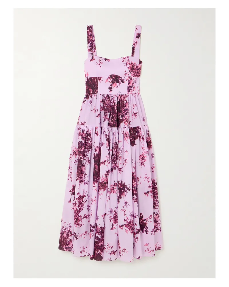 Erdem Midikleid Aus Baumwolle Mit Blumenprint - Pink Pink