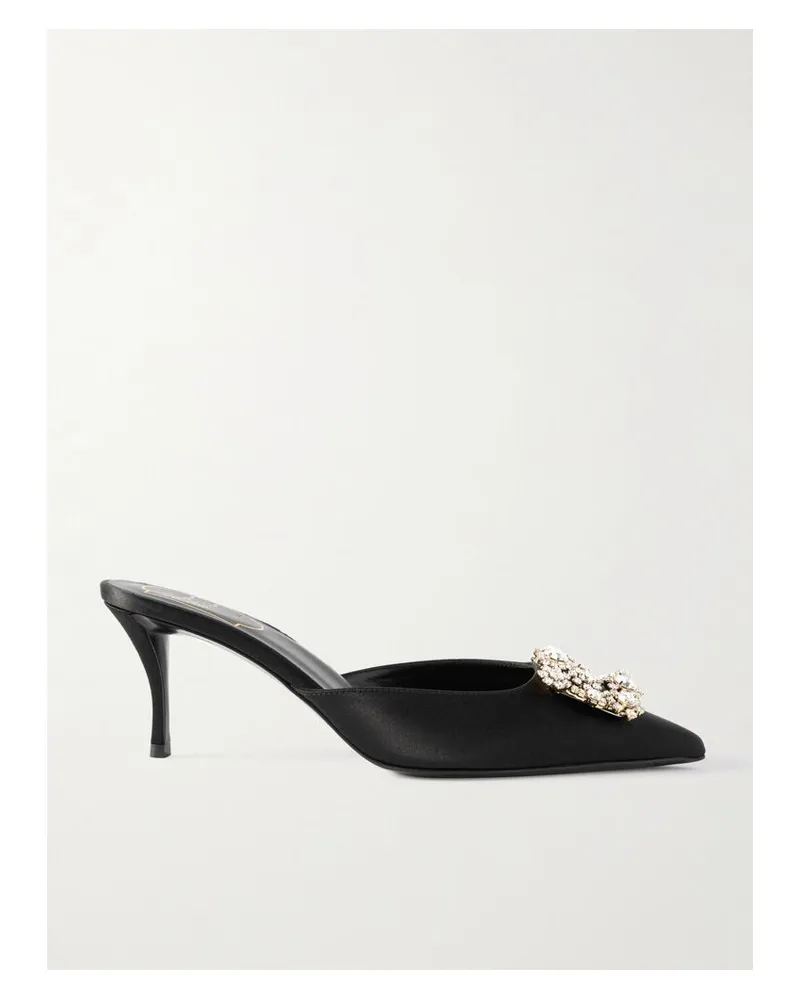 Roger Vivier Efflorescence 65 Mules Aus Satin Mit Verzierung - Schwarz Schwarz