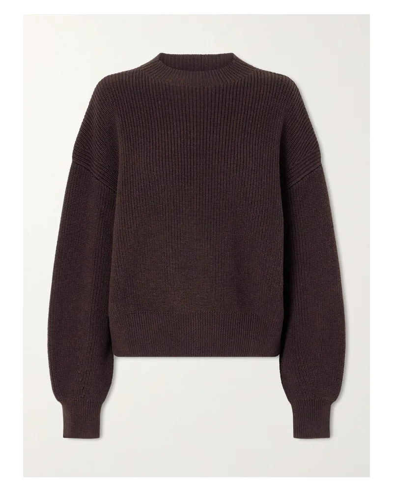 Another Tomorrow Pullover Aus Gerippter Merinowolle - Braun Braun