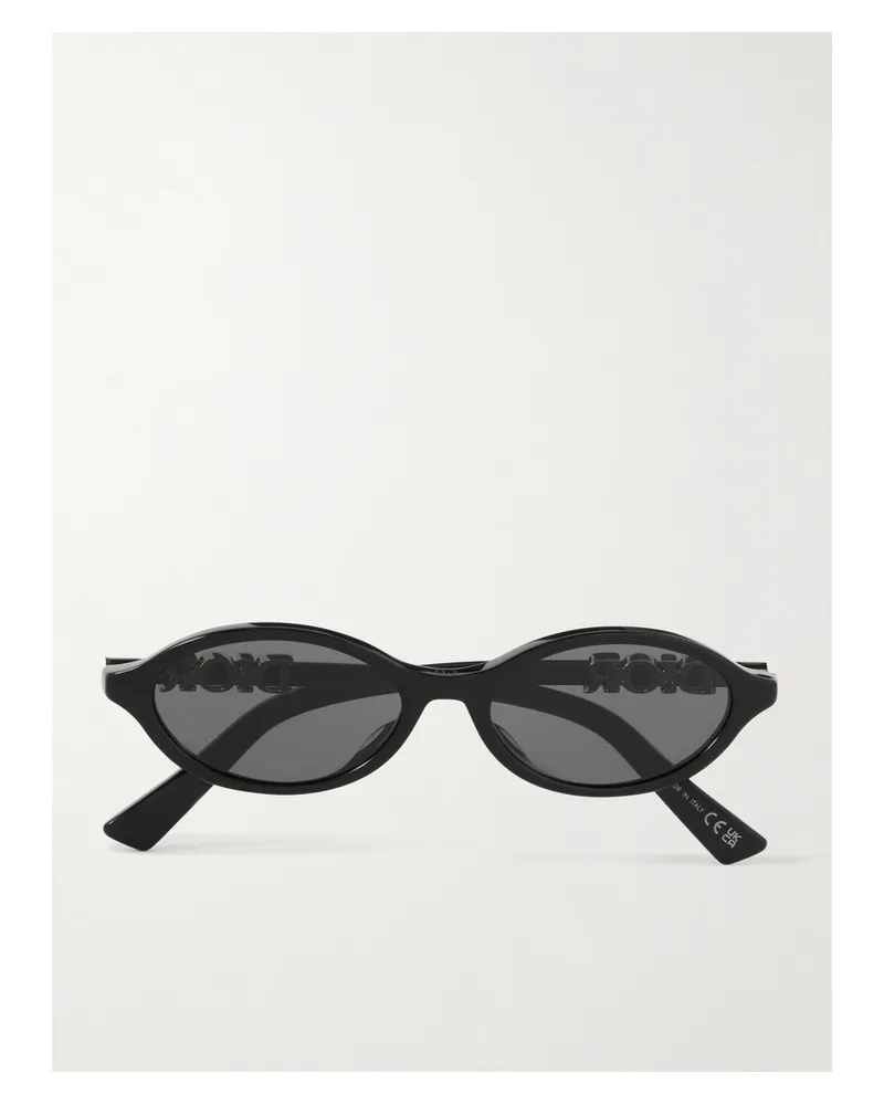 Dior Diortreasure R1i Embellished Oval-frame Acetate Sunglasses - Black Black