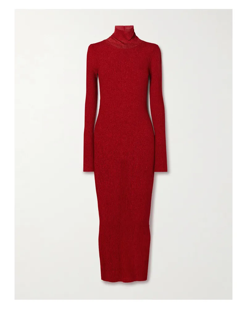 Isabel Marant Josita Maxikleid Aus Metallic-rippstrick Mit Rollkragen - Rot Rot