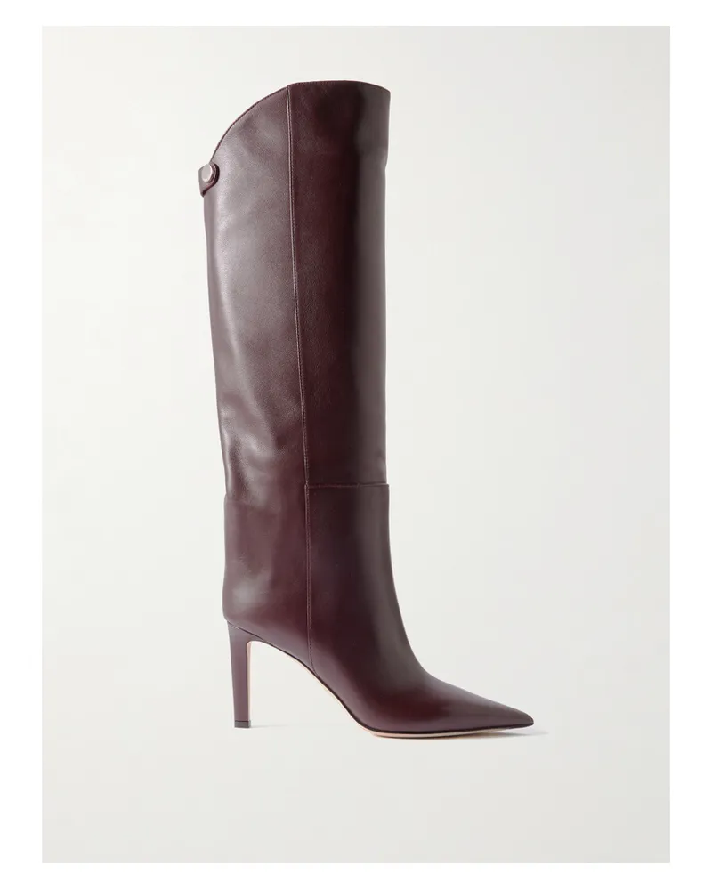 Jimmy Choo Alizze 85 Leather Knee Boots - Burgundy Burgundy