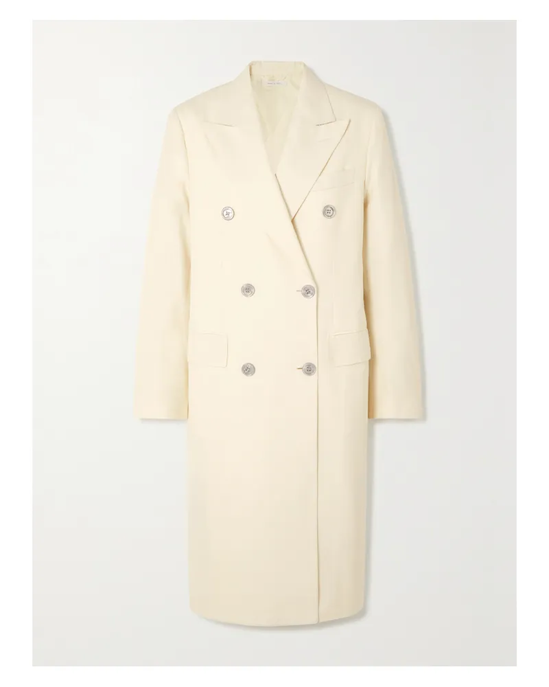 Brioni Doppelreihiger Mantel Aus Seiden-canvas - Wollweiß Wollweiß