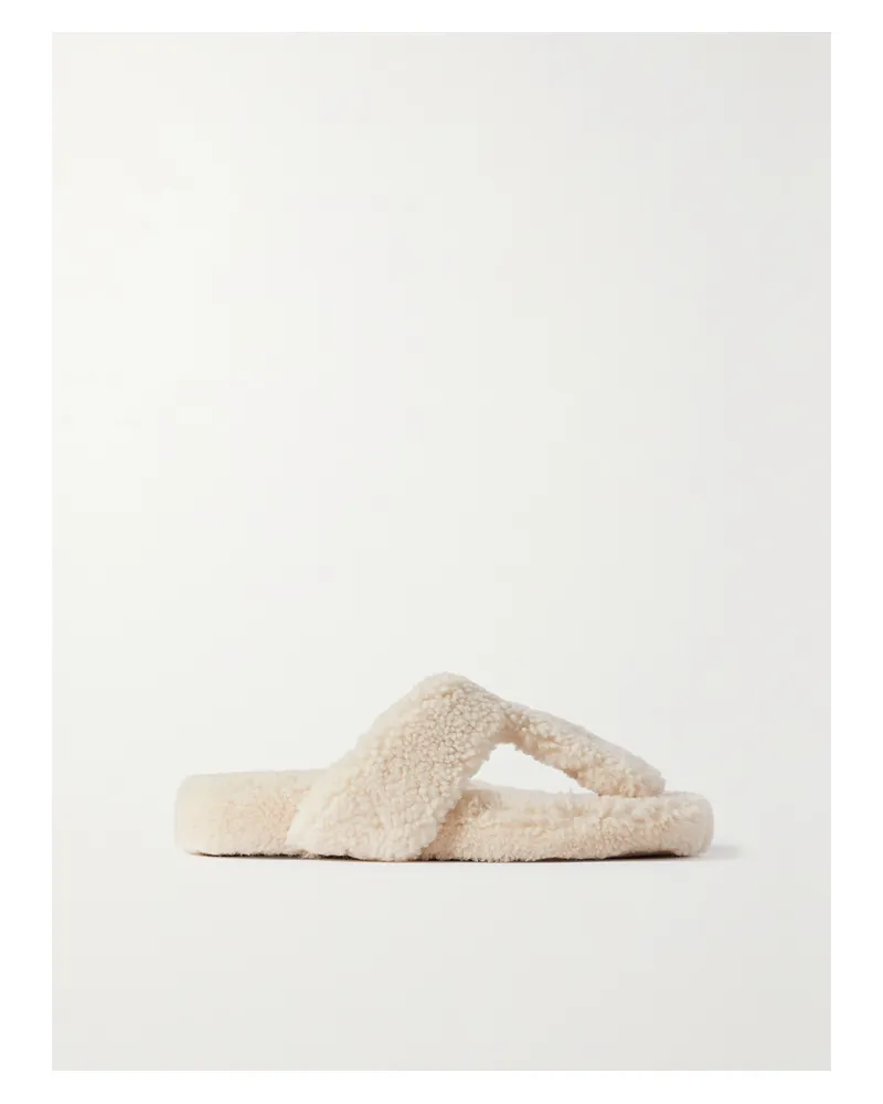Aquazzura Relax Zehensandalen Aus Shearling - Creme Creme