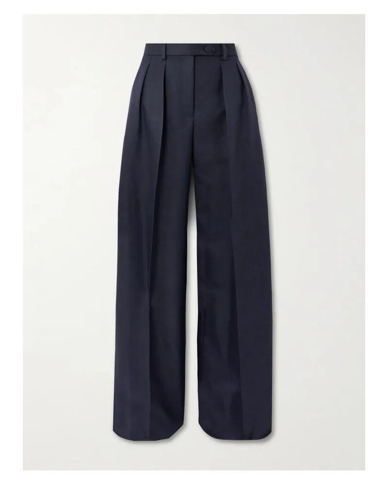 Loro Piana Devin Bundfaltenhose Mit Weitem Bein Aus Einer Woll-seidenmischung - Blau Blau