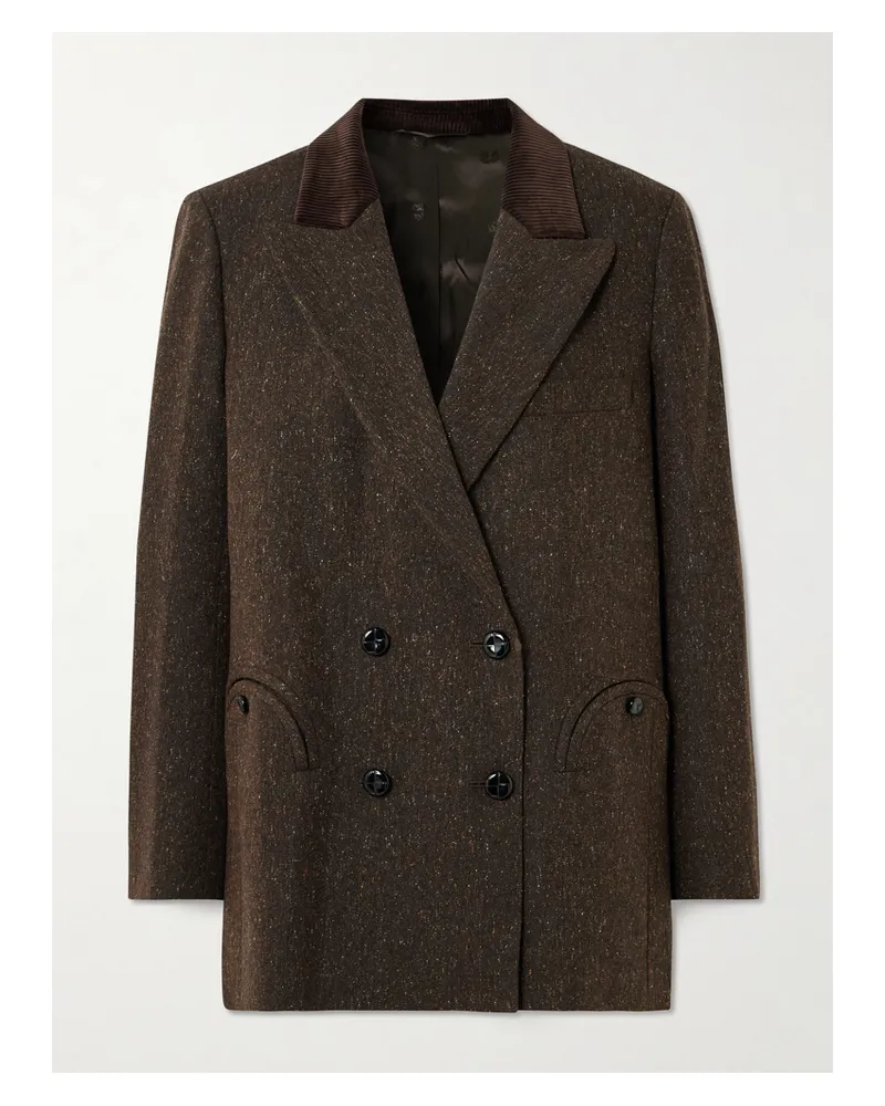 Blazé Milano Everynight Doppelreihiger Blazer Aus Einer Wollmischung Mit Cordbesatz - Braun Braun