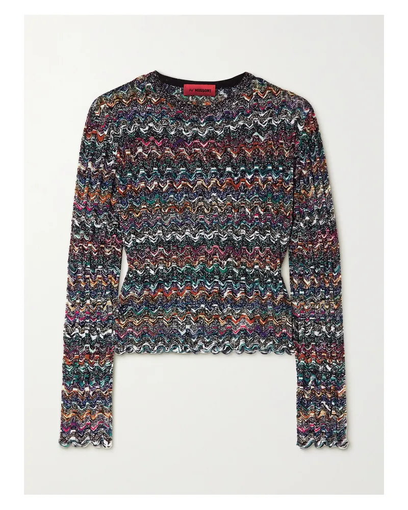 Missoni Pullover Aus Gestreifter Wolle In Häkelstrick In Metallic-optik - Braun Braun