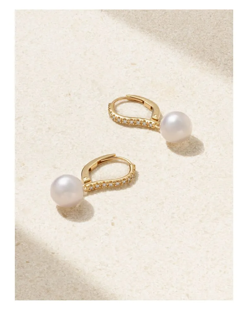Mikimoto Creolen Aus 18 karat Gold Mit Diamanten Und Perlen - Weiß Weiß