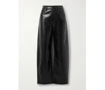 Ayla Baggy Recycled-leather Wide-leg Pants - Black