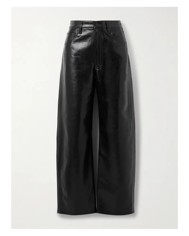 Citizens of humanity Ayla Baggy Recycled-leather Wide-leg Pants - Black Black