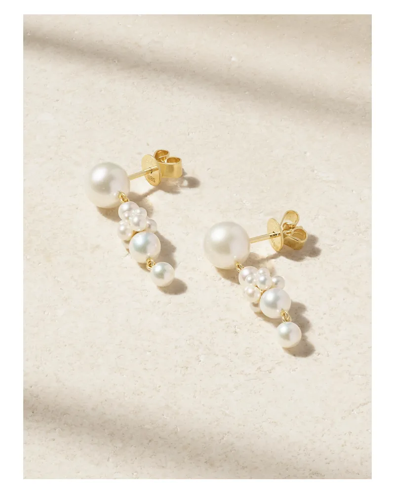 Sophie Bille Brahe Petite Tulip 14-karat Gold Pearl Earrings - Silver Silver