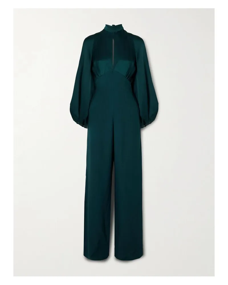 Taller Marmo Huston Jumpsuit Aus Seidensatin Und Crêpe Mit Cut-outs - Grün Grün