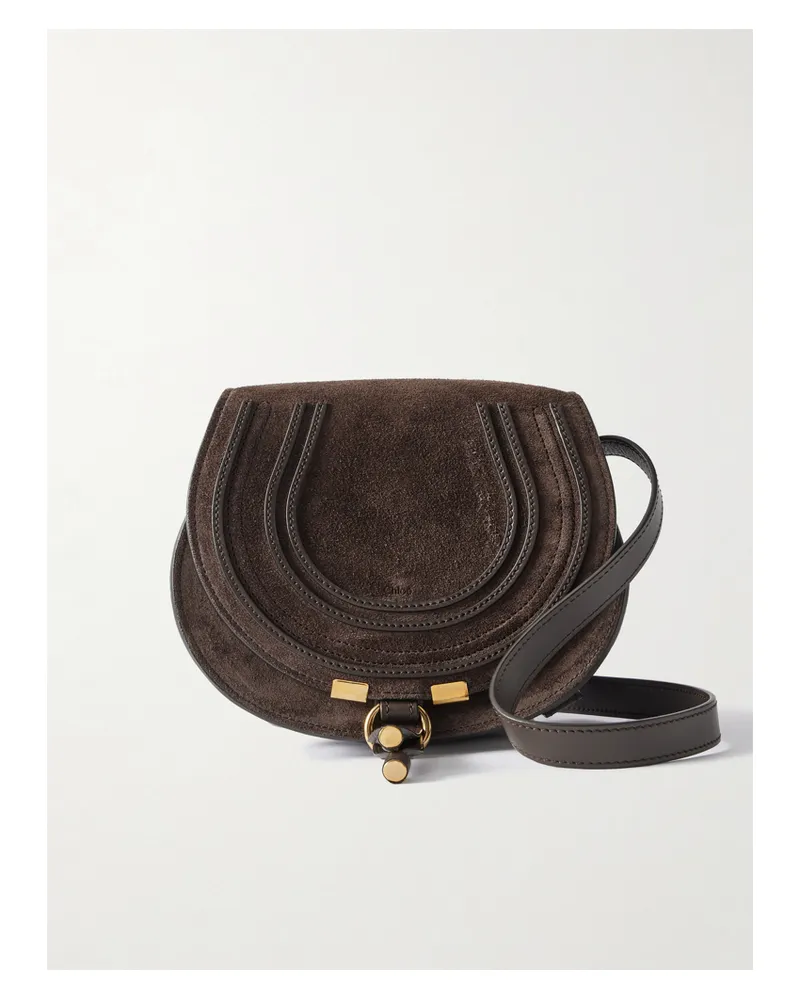 Chloé Marcie Schultertasche Aus Veloursleder Mit Lederbesätzen - Braun Braun