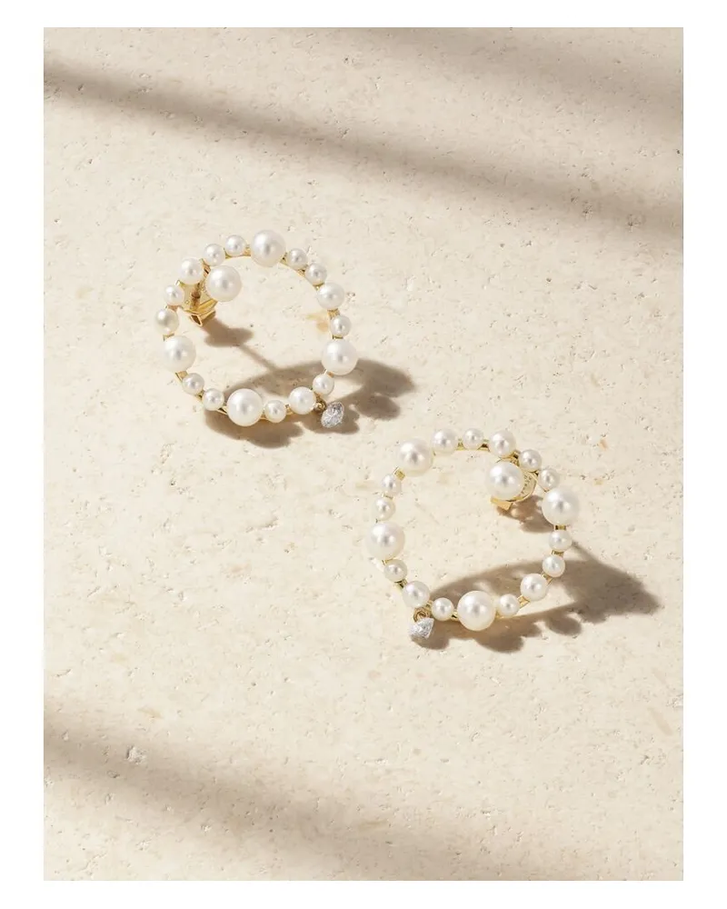 PERSEE Aphrodite Ohrringe Aus 18 Karat Gold Mit Perlen Und Diamanten Gold