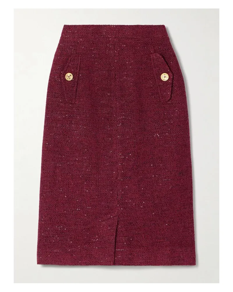 Alessandra Rich Midirock Aus Tweed Mit Pailletten - Burgunder Burgunder