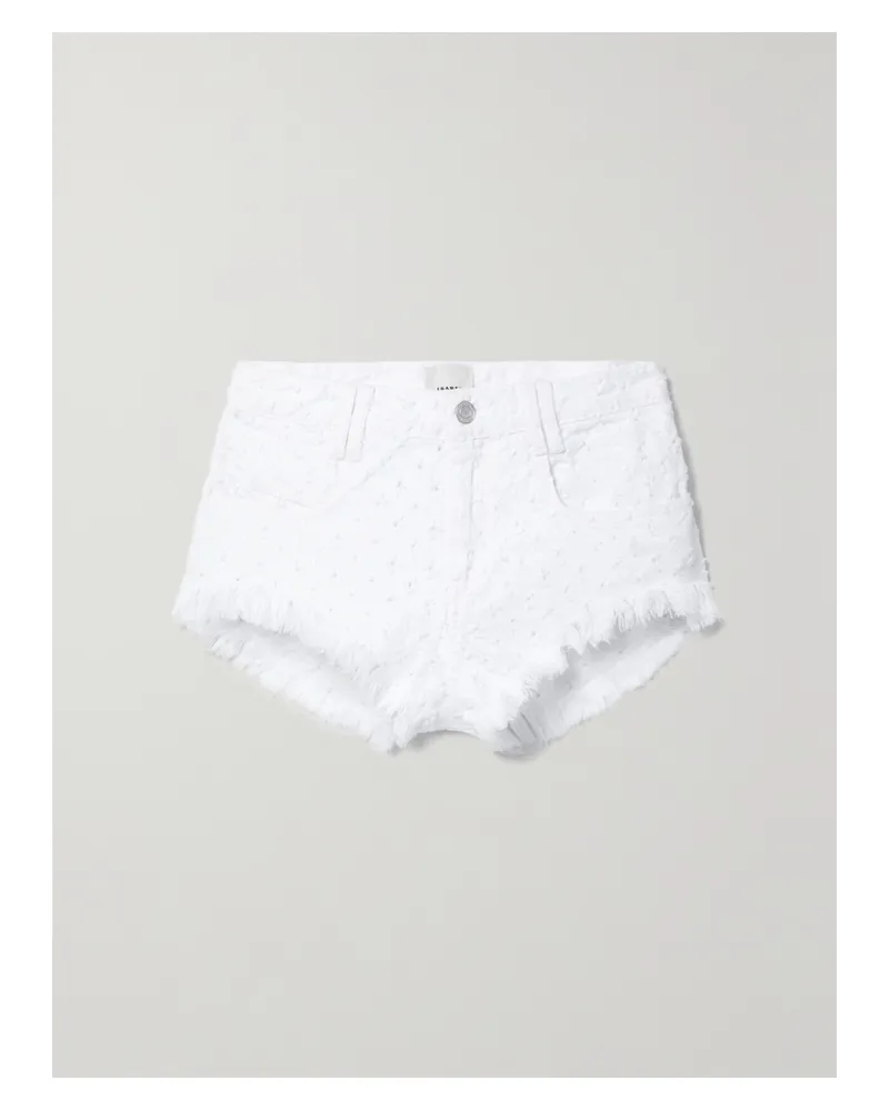 Isabel Marant Aneida Jeansshorts In Distressed-optik Mit Fransen - Weiß Weiß
