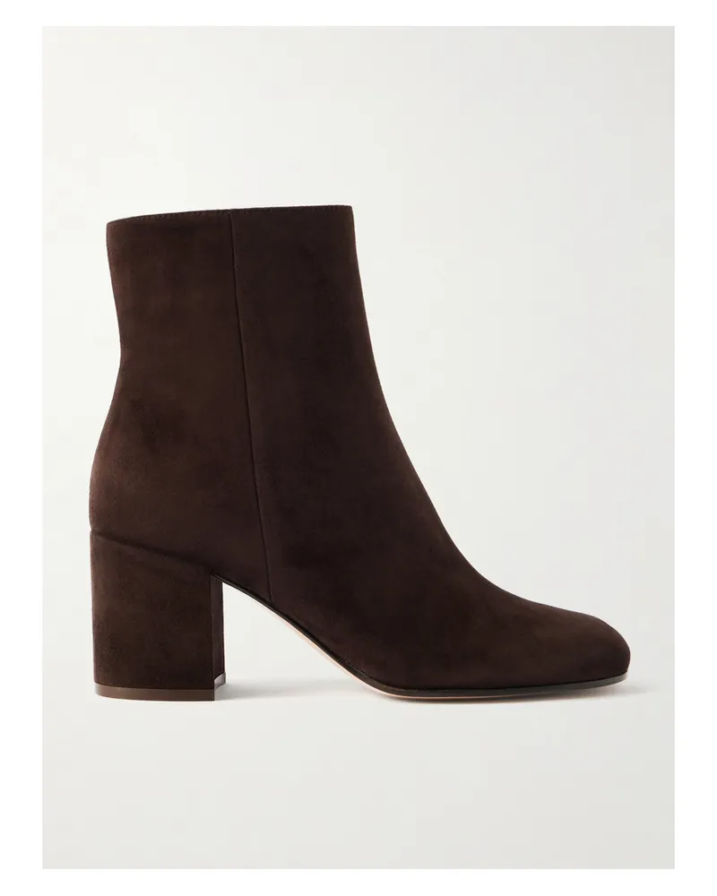 Gianvito Rossi Joelle 70 Suede Ankle Boots - Brown Brown