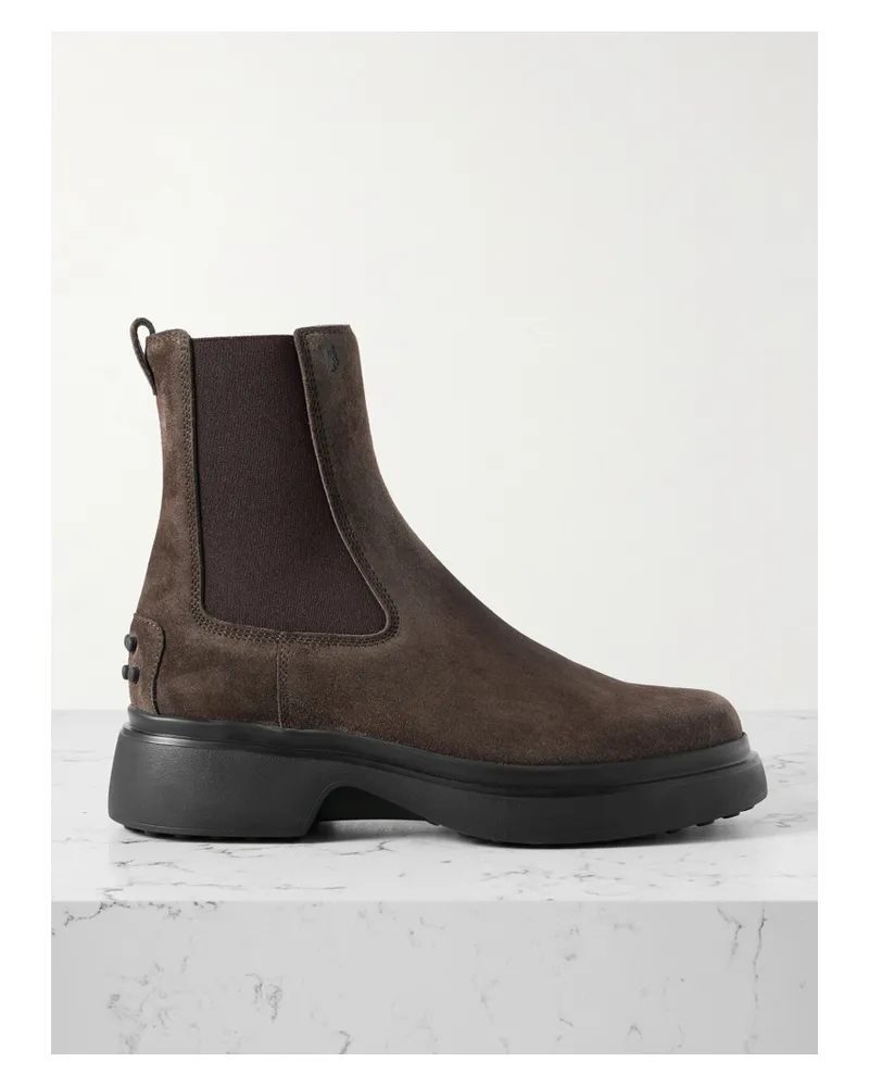 TOD'S Gomma Suede Chelsea Boots - Brown Brown
