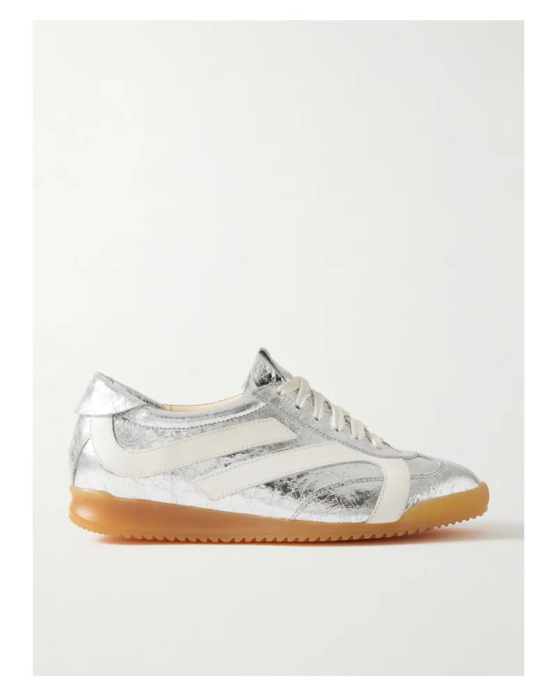 Proenza Schouler Sneakers Aus Metallic-leder In Knitteroptik - Silber Silber
