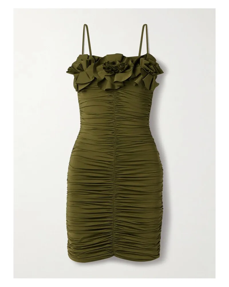 Maygel Coronel Estribo Asymmetrisches Minikleid Aus Gerafftem Stretch-jersey Mit Applikationen - Grün Grün