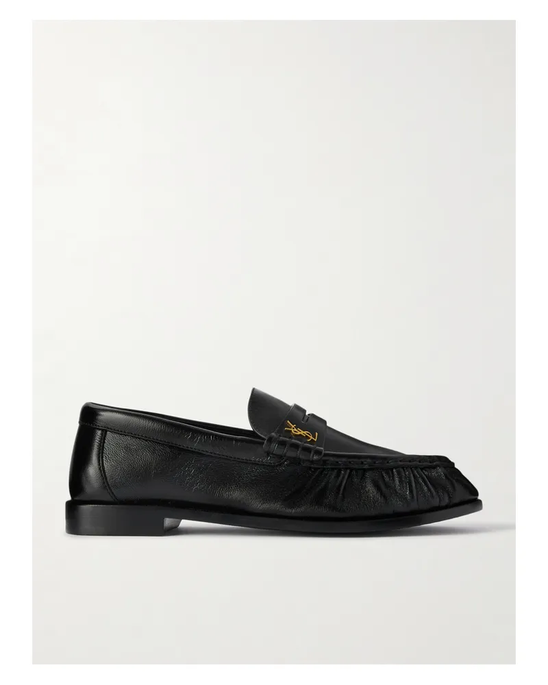 Saint Laurent Le Loafer Logo-embellished Leather Loafers - Black Black