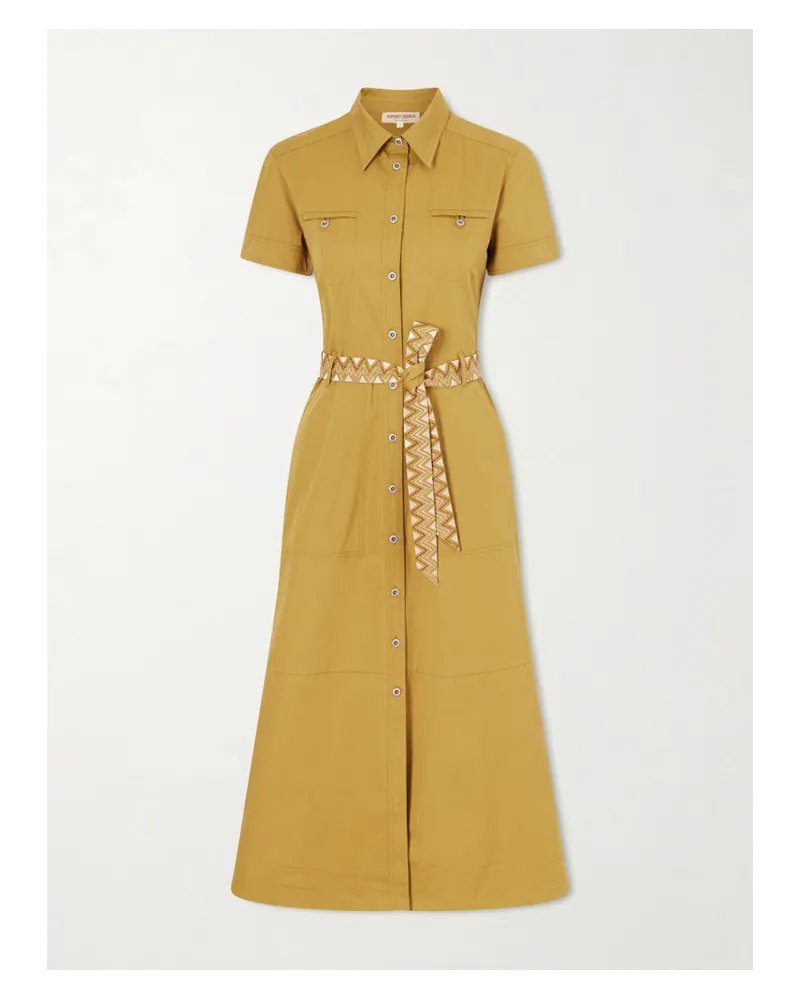 Emporio Sirenuse Giselle Belted Cotton Midi Dress - Green Green