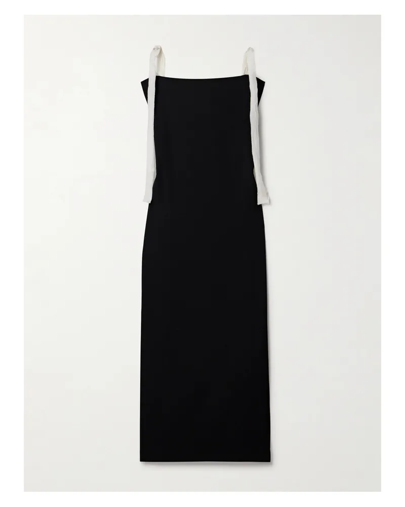 The Row Giuliessa Midikleid Aus Woll-twill Mit Besätzen Aus Seidenorganza - Schwarz Schwarz