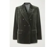 Doppelreihiger Blazer Aus Samt Aus Einer Baumwollmischung - Grau